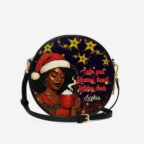 Melaniva Peaceful Christmas Leather Circle Crossbody Bag