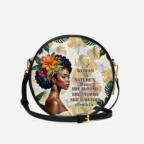 Melaniva Eternal Blossom Leather Circle Crossbody Bag