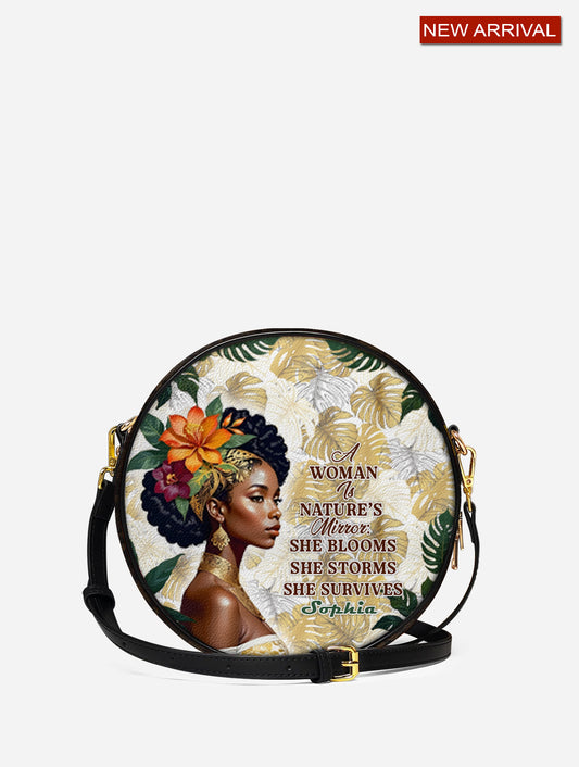 Melaniva Eternal Blossom Leather Circle Crossbody Bag