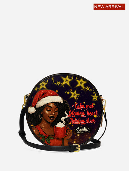 Melaniva Peaceful Christmas Leather Circle Crossbody Bag