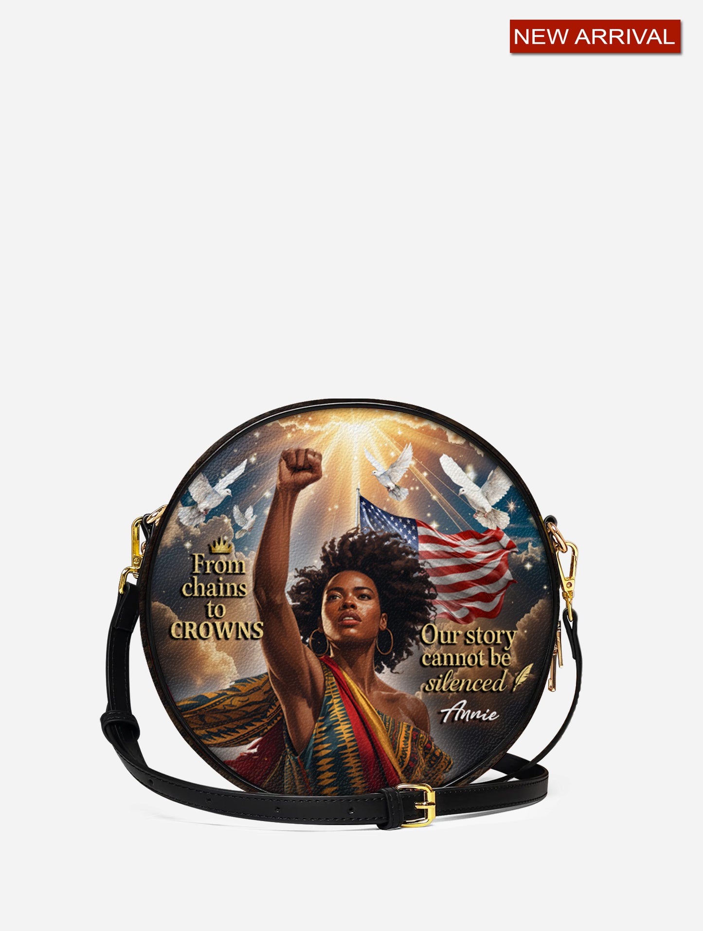 Melaniva Story of Strength Leather Circle Crossbody Bag