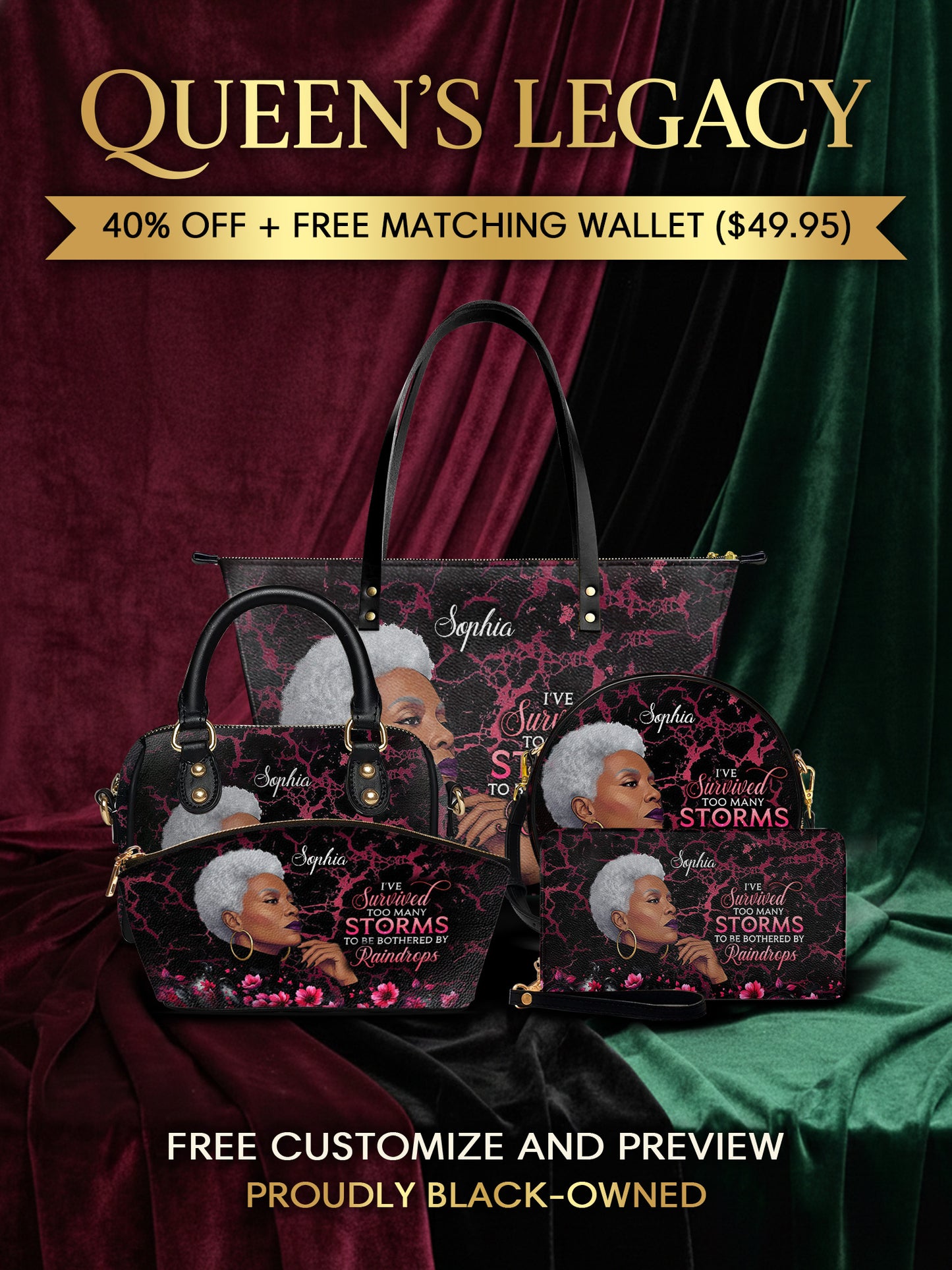 Melaniva "Timeless Ebony Grace" Tote Bag The Lucky Bundle - Melaniva