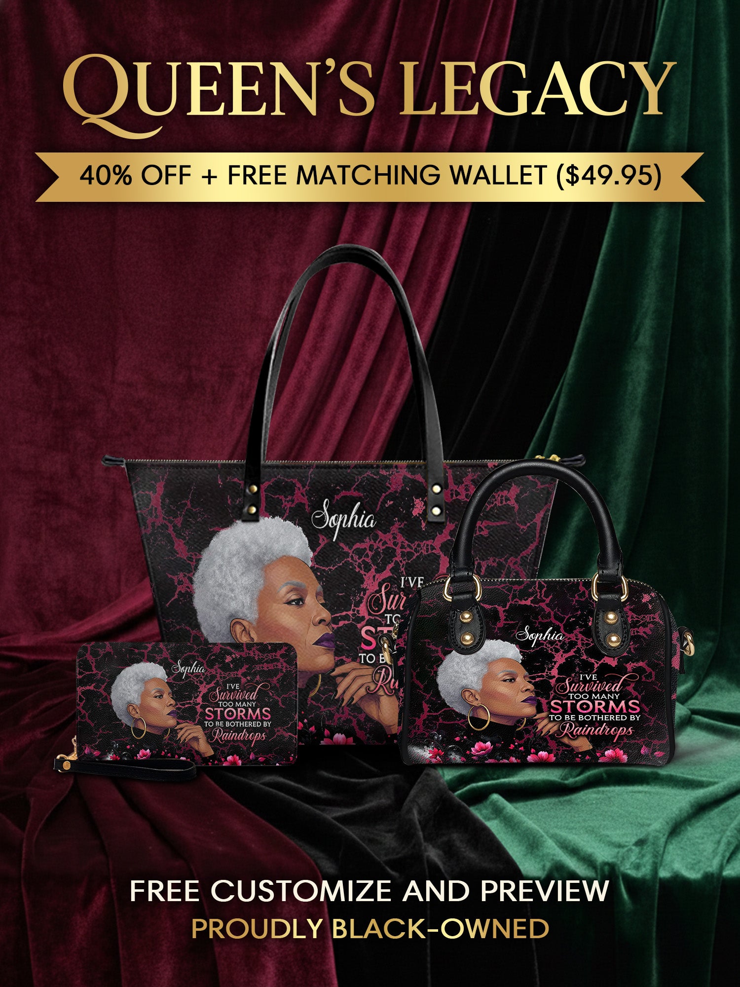 Melaniva "Timeless Ebony Grace" Tote Bag The Perfect Trio - Melaniva