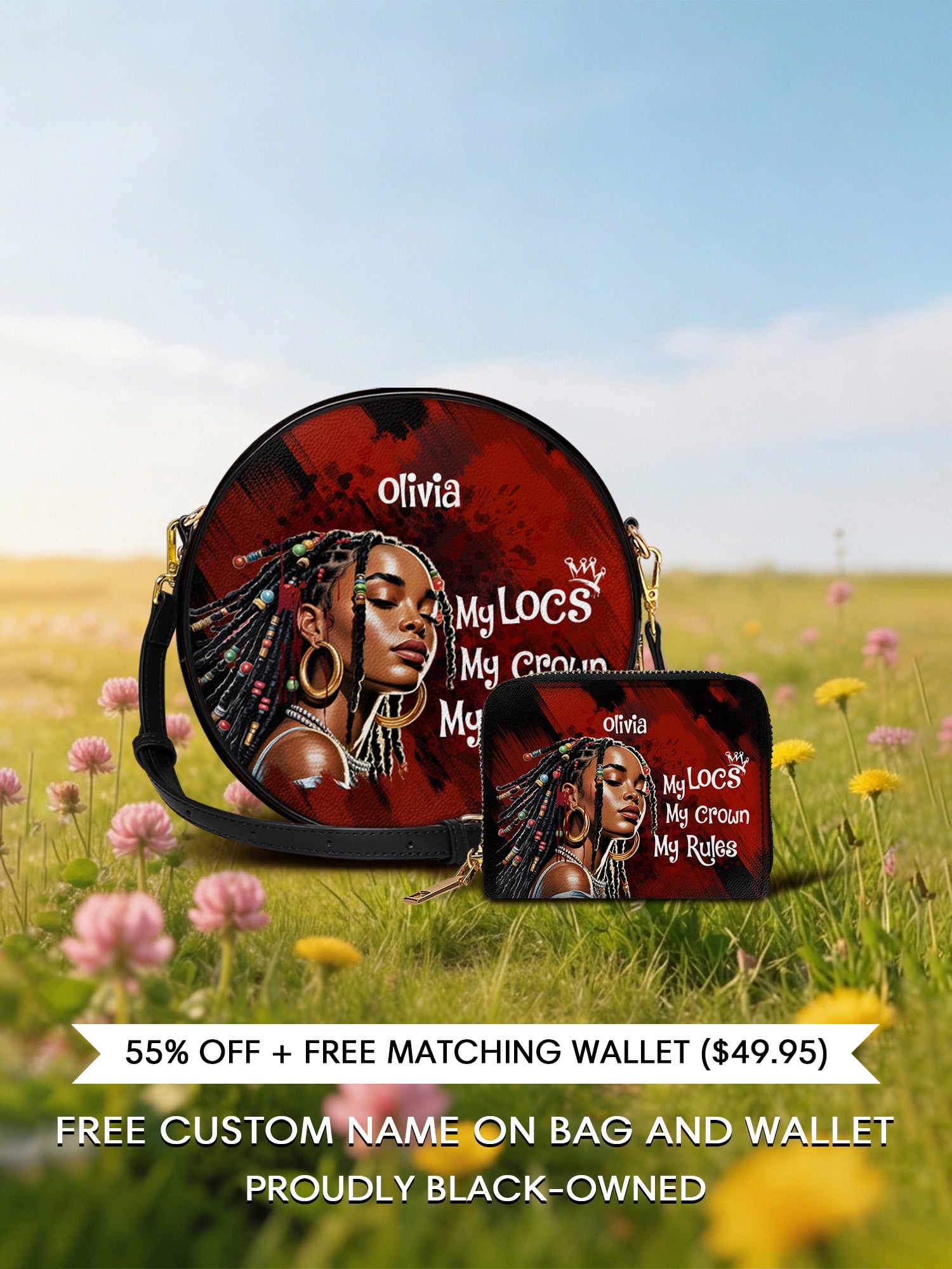 Melaniva Crown of Locs Leather Circle Crossbag Deal - Melaniva