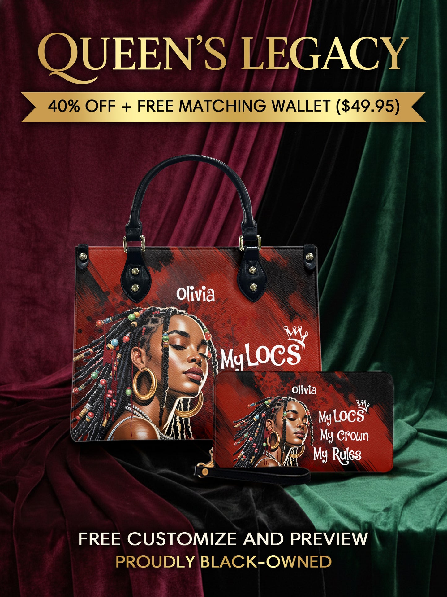 Melaniva Crown of Locs Leather Handbag Deal (FREE WALLET) - Melaniva