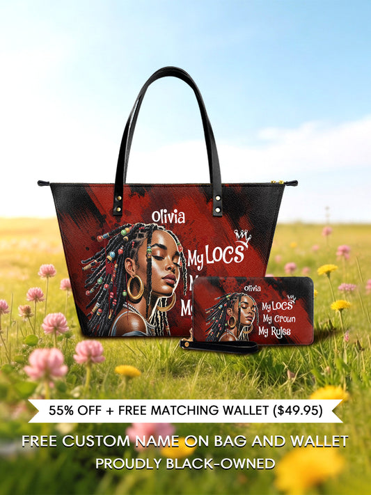 Melaniva Crown of Locs Leather Tote Bag Deal (FREE WALLET) - Melaniva
