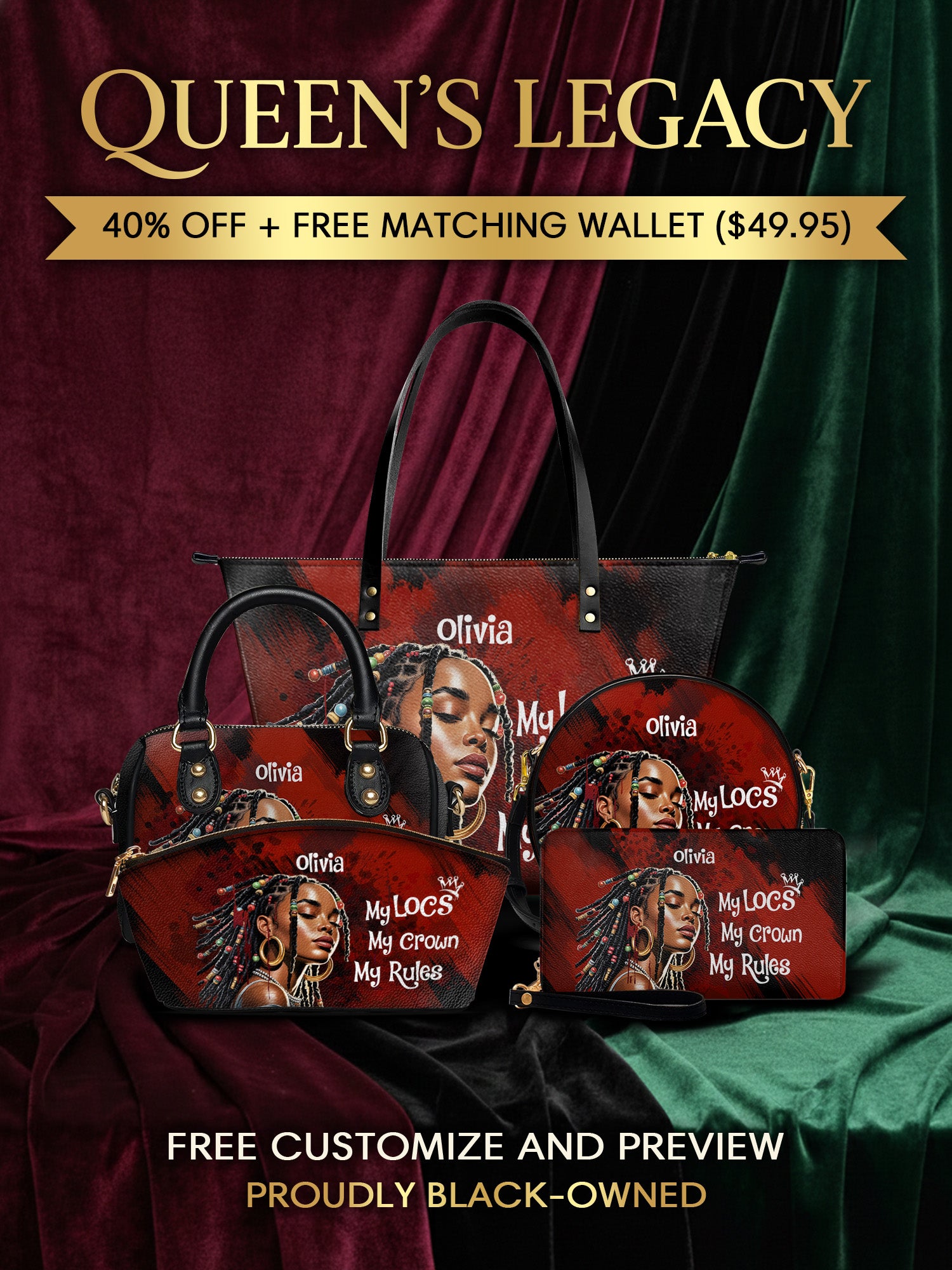 Melaniva "Crown of Locs" Tote Bag The Lucky Bundle - Melaniva