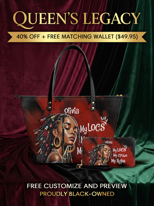 Melaniva Crown of Locs Leather Tote Bag Deal (FREE WALLET) - Melaniva