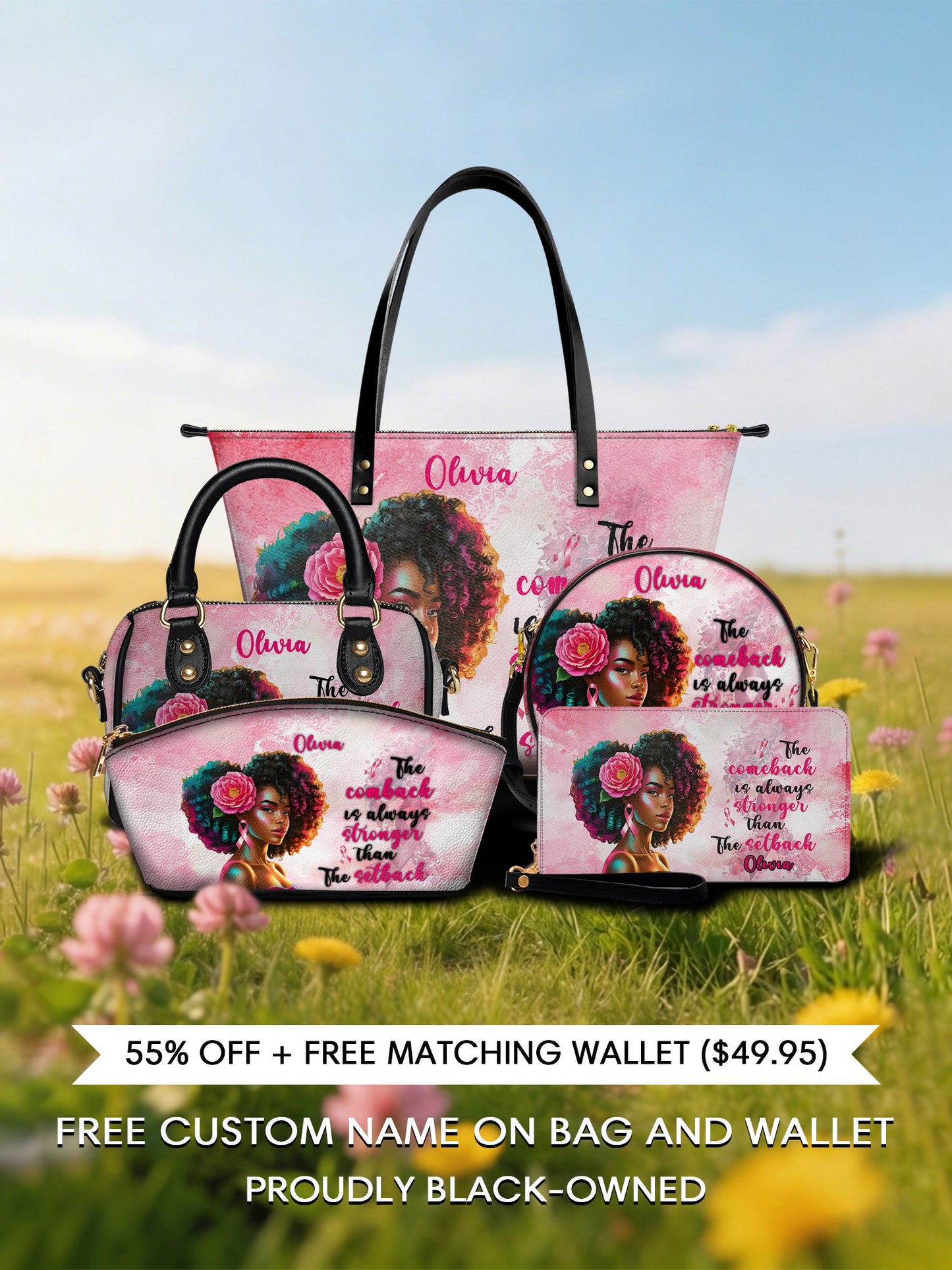 Melaniva "Strong In Pink" Tote Bag The Lucky Bundle - Melaniva