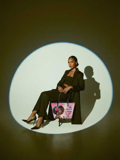 Melaniva Stronger in Pink Leather Tote Bag Deal