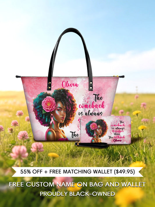 Melaniva Stronger in Pink Leather Tote Bag Deal - Melaniva