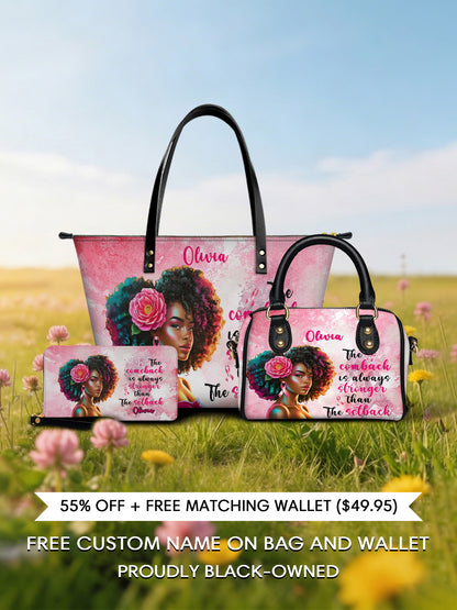 Melaniva "Strong In Pink" Tote Bag The Perfect Trio - Melaniva