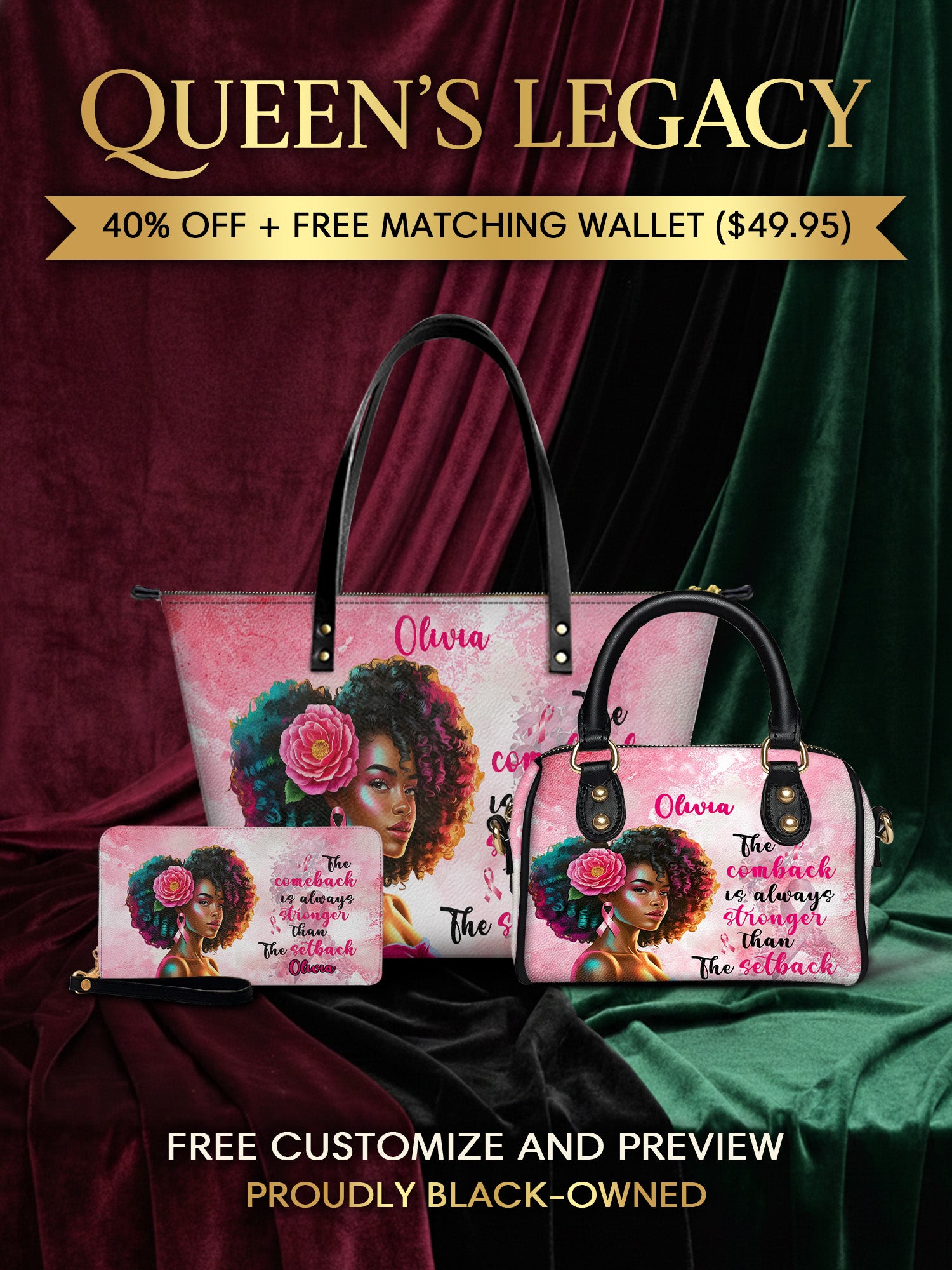 Melaniva "Strong In Pink" Tote Bag The Perfect Trio - Melaniva