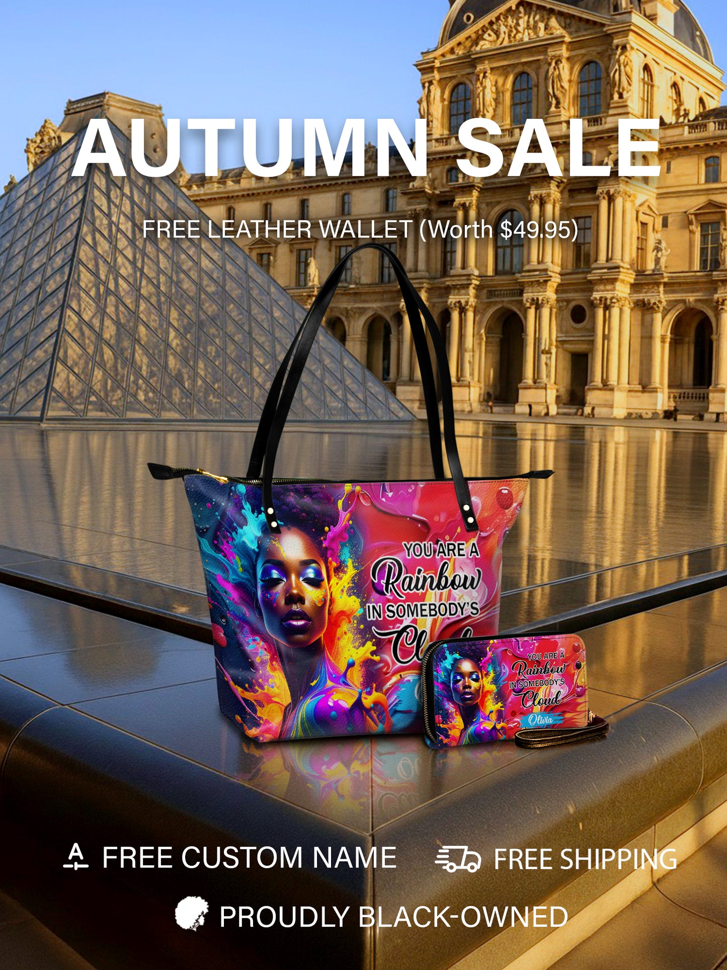 Melaniva Rainbow Clouds Leather Tote Bag Deal