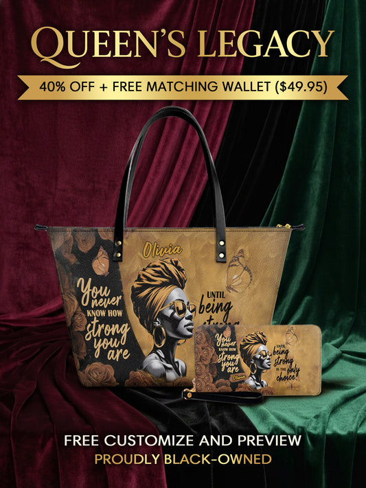 Melaniva Strength Is My Choice Leather Tote Bag Deal (FREE WALLET) - Melaniva