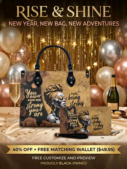 Melaniva Strength Is My Choice Leather Handbag Deal (FREE WALLET)