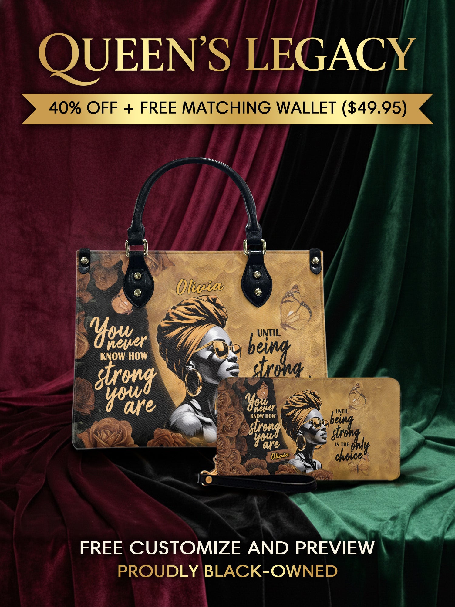 Melaniva Strength Is My Choice Leather Handbag Deal (FREE WALLET) - Melaniva