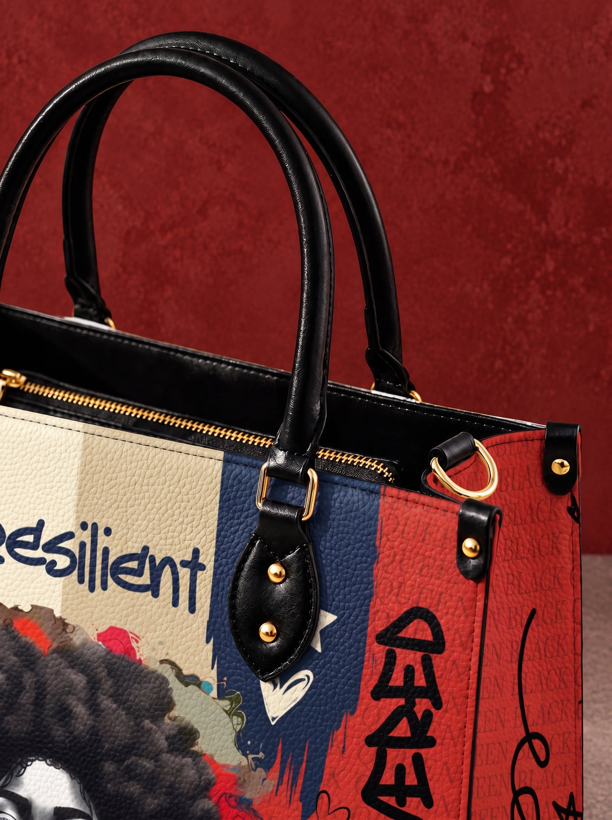 Offre de sac à main en cuir Melaniva "Bold Afro Power"