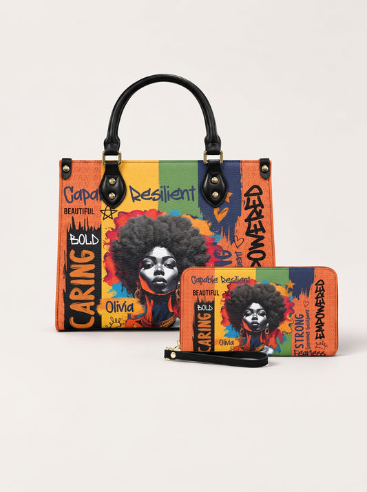 Melaniva Empowered Essence Orange Leather Handbag Deal