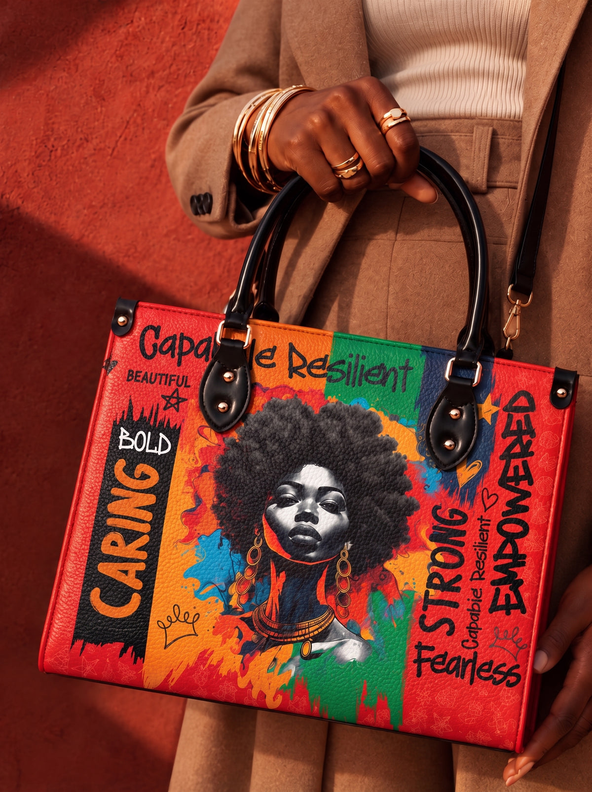 Melaniva Shea Butter & Offre de sac à main en cuir doré