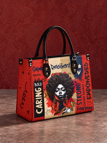 Offre de sac à main en cuir Melaniva "Bold Afro Power"
