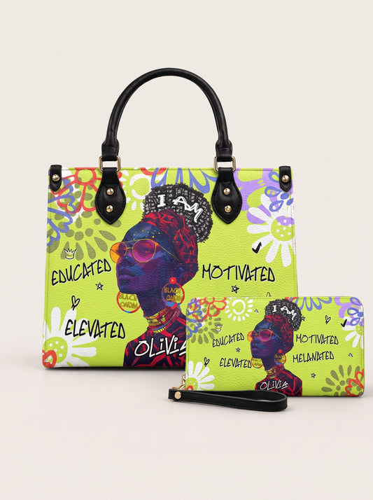Melaniva I Am Elevated - Lemon Lime Leather Handbag Deal (FREE WALLET)
