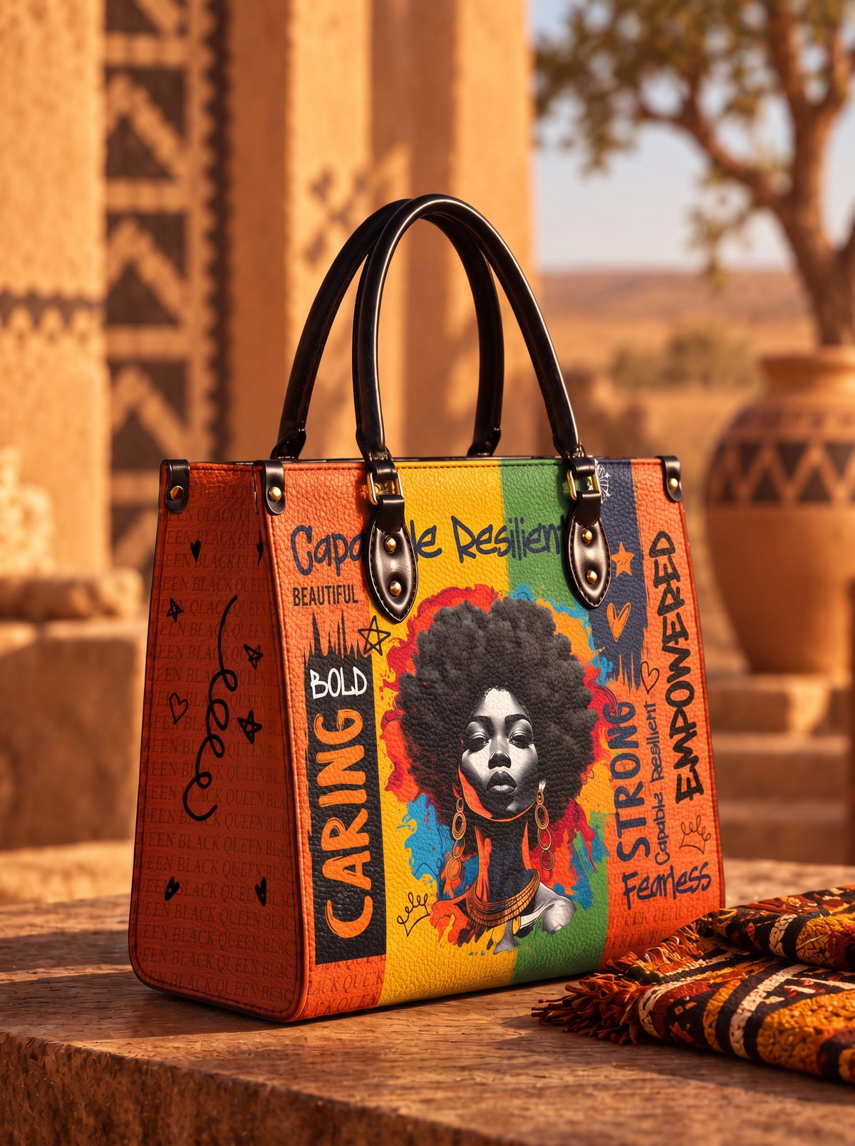 Melaniva Empowered Essence Orange Leather Handbag Deal