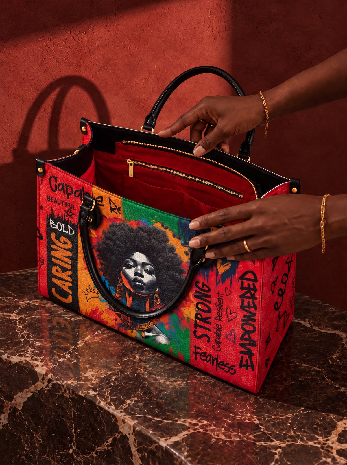 Melaniva Empowered Essence Red Leather Handbag Deal (FREE WALLET)