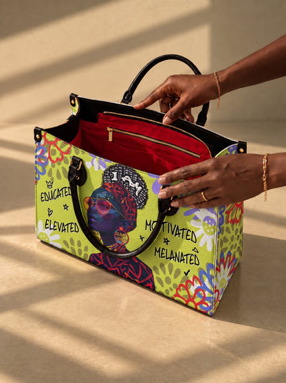 Melaniva I Am Elevated - Lemon Lime Leather Handbag Deal (FREE WALLET)
