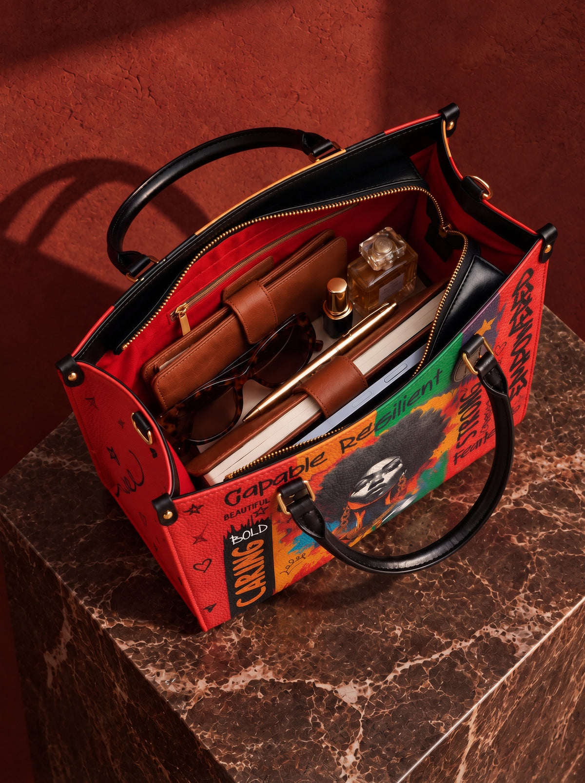 Melaniva Empowered Essence Red Leather Handbag Deal (FREE WALLET)
