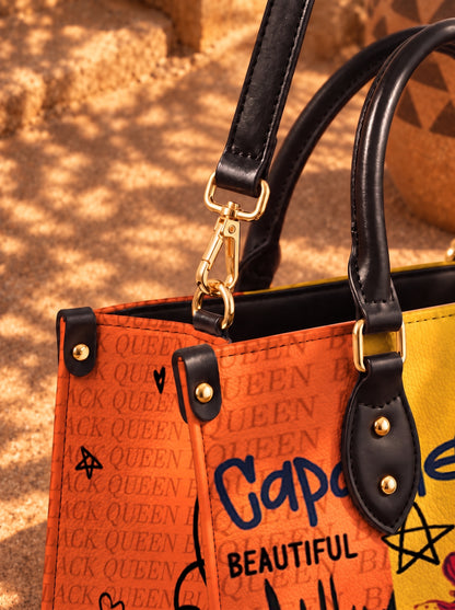 Melaniva Empowered Essence Orange Leather Handbag Deal