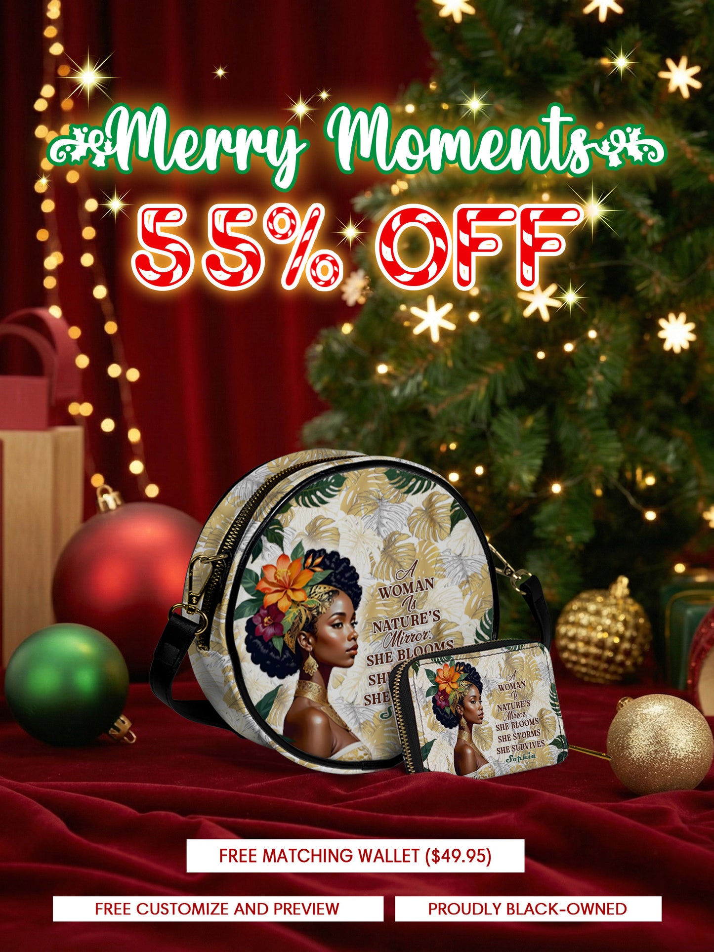 Melaniva Eternal Blossom Leather Circle Crossbody Bag