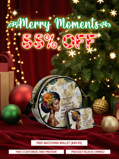 Melaniva Eternal Blossom Leather Circle Crossbody Bag