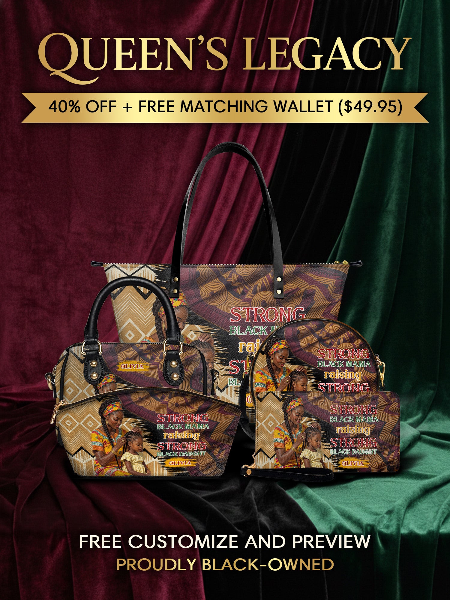 Melaniva "Black Queen & Princess" Tote Bag The Lucky Bundle - Melaniva