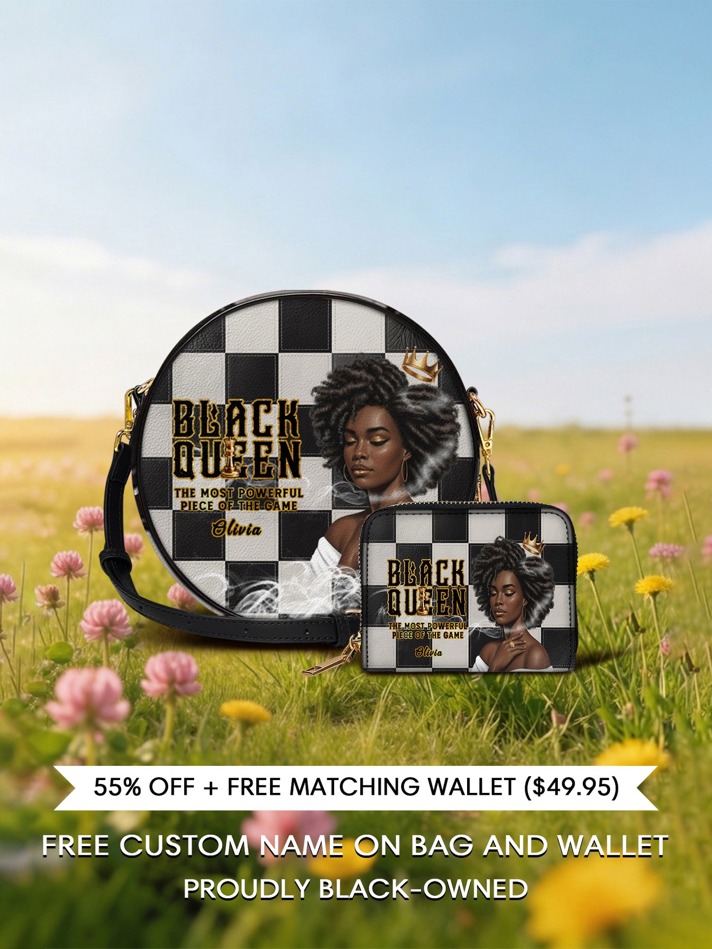 Melaniva "Black Queen Royal Elegance" Leather Circle Crossbag Deal - Melaniva
