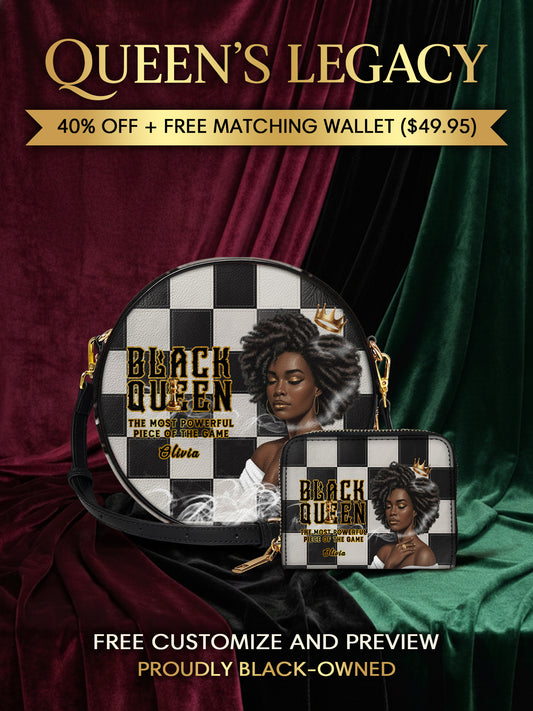 Melaniva "Black Queen Royal Elegance" Leather Circle Crossbag Deal - Melaniva