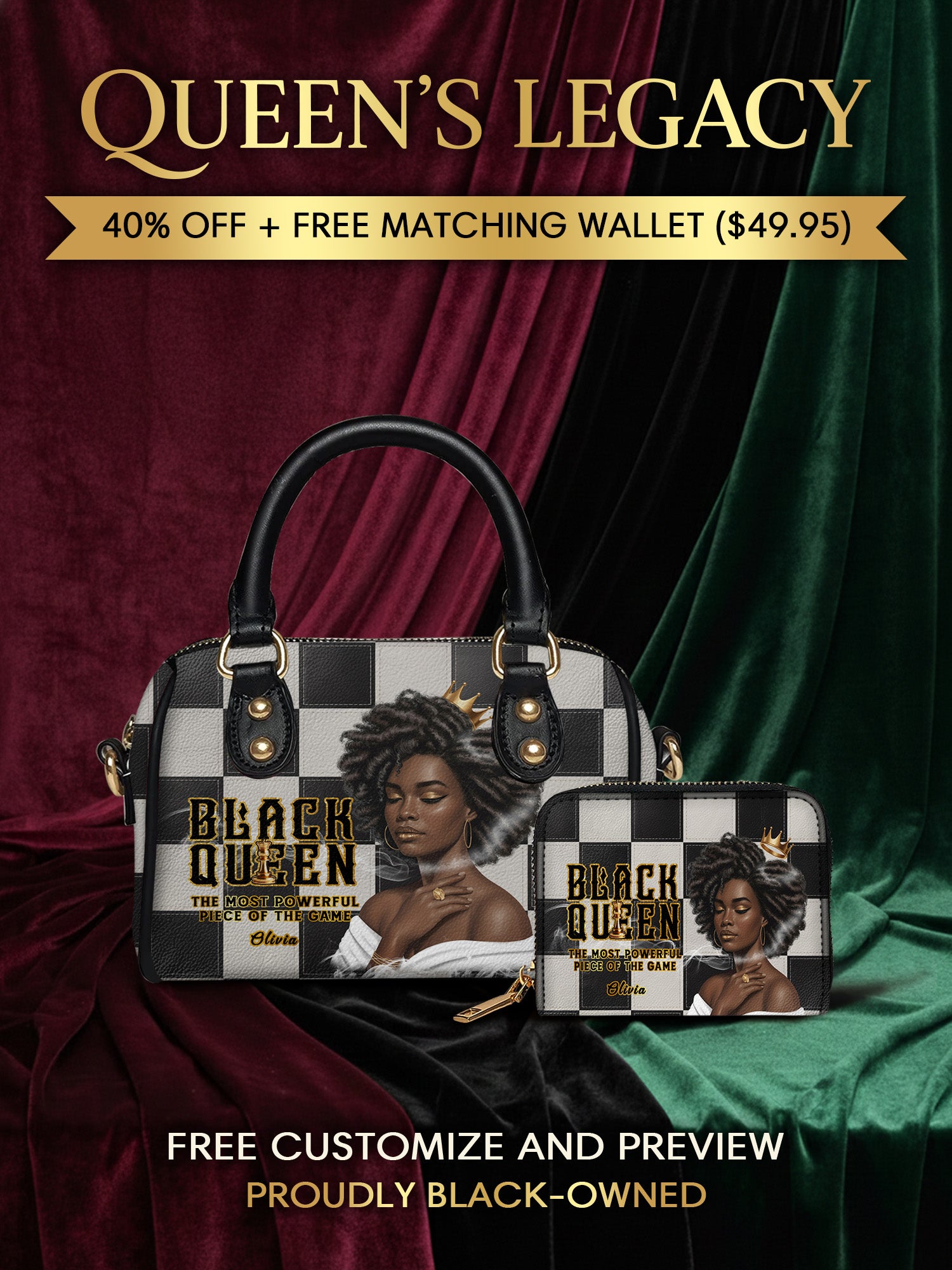 Melaniva "Black Queen Royal Elegance" Leather Mini Satchel Deal - Melaniva