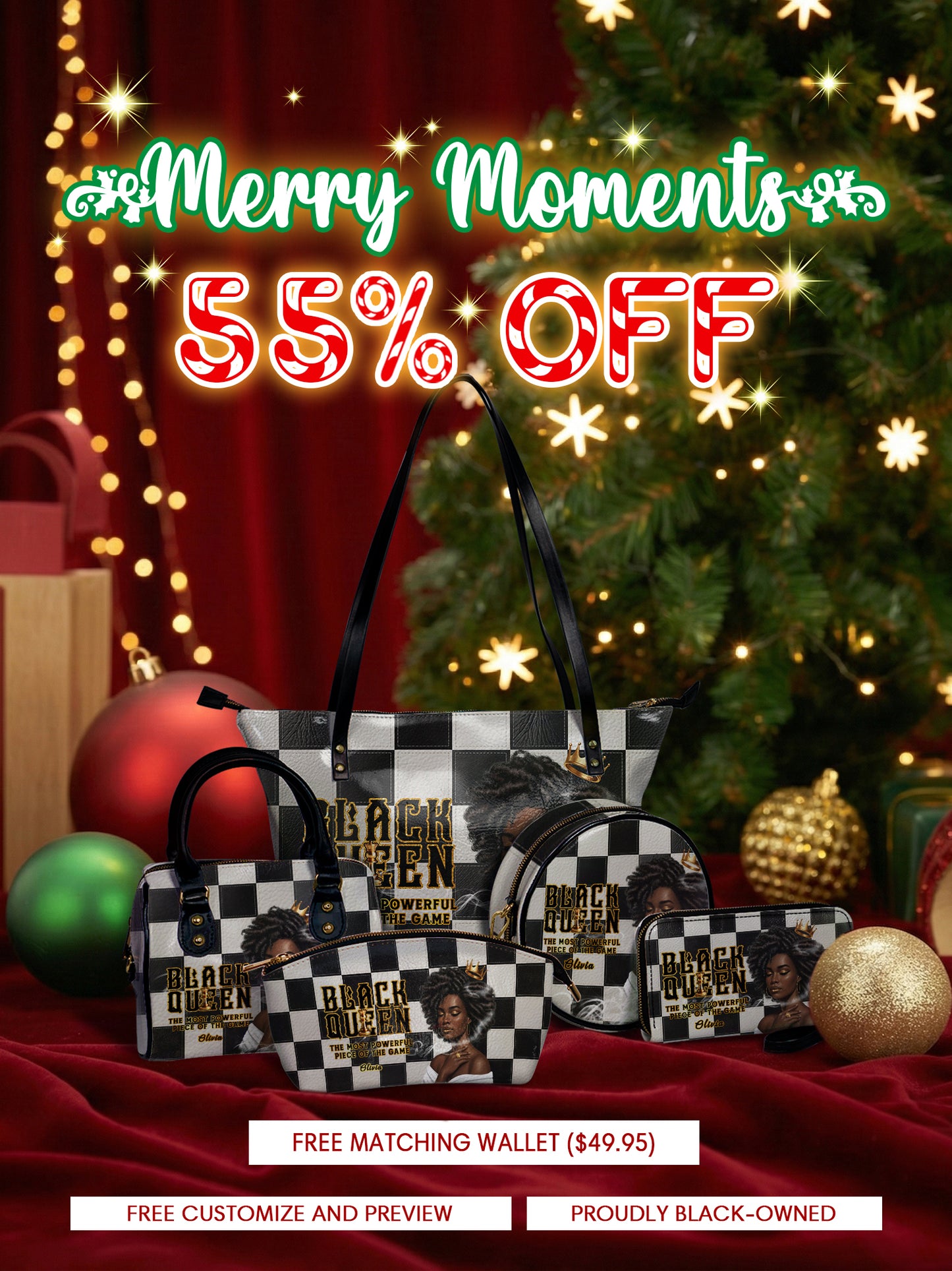 Melaniva "Black Queen Royal Elegance" Tote Bag The Perfect Trio