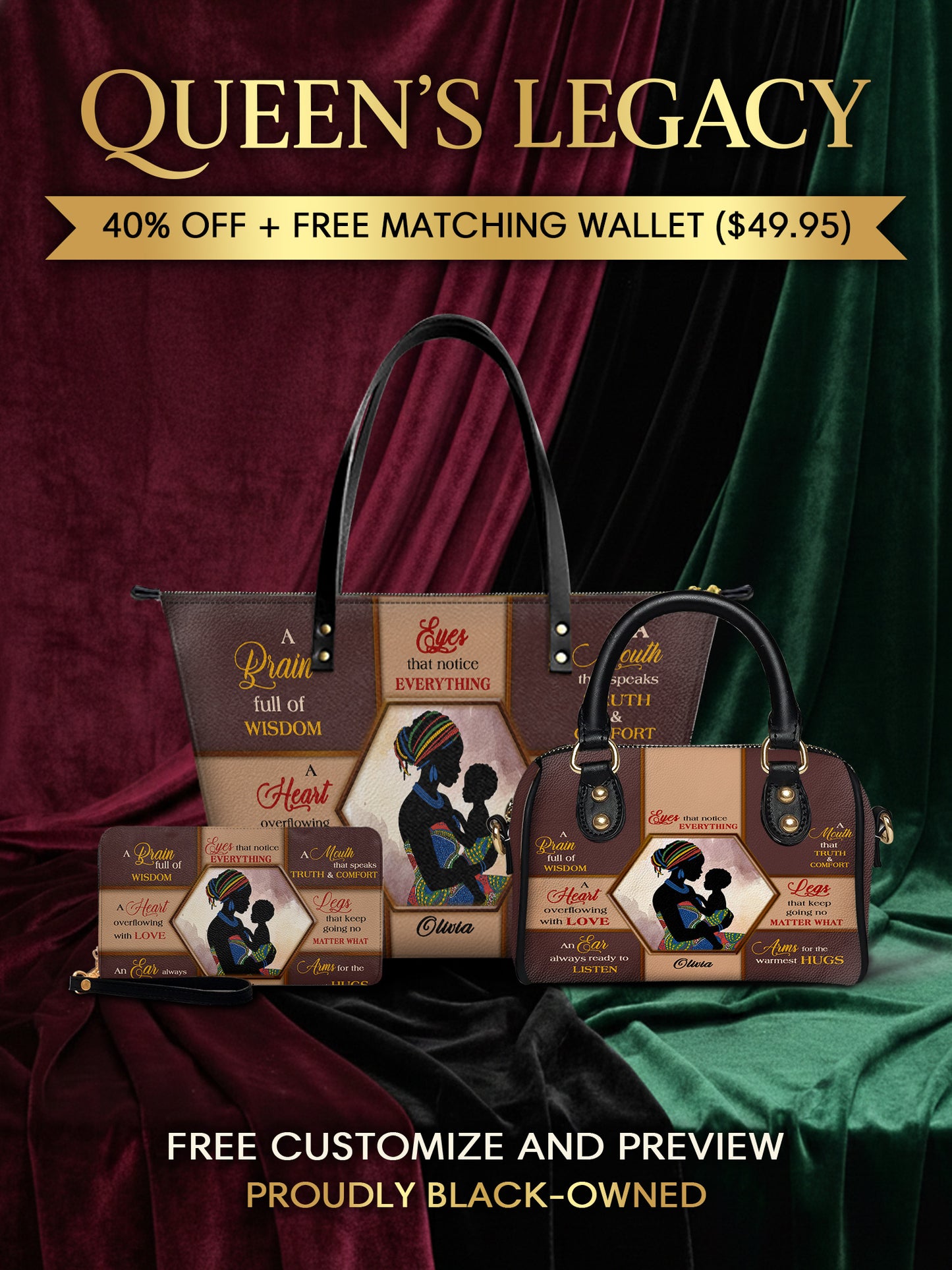 Melaniva "Mother’s Essence Luxury" Tote Bag The Perfect Trio - Melaniva