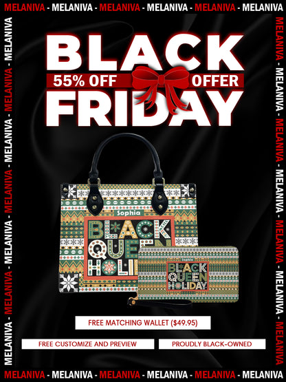 Melaniva Black Queen Holiday Leather Handbag Deal