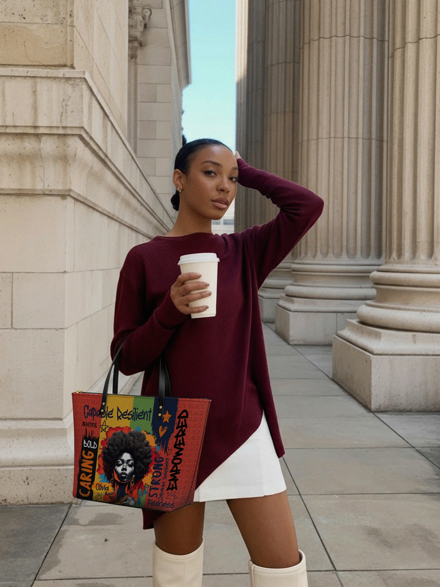 Melaniva Empowered Essence Red Leather Tote Bag Deal (FREE WALLET)