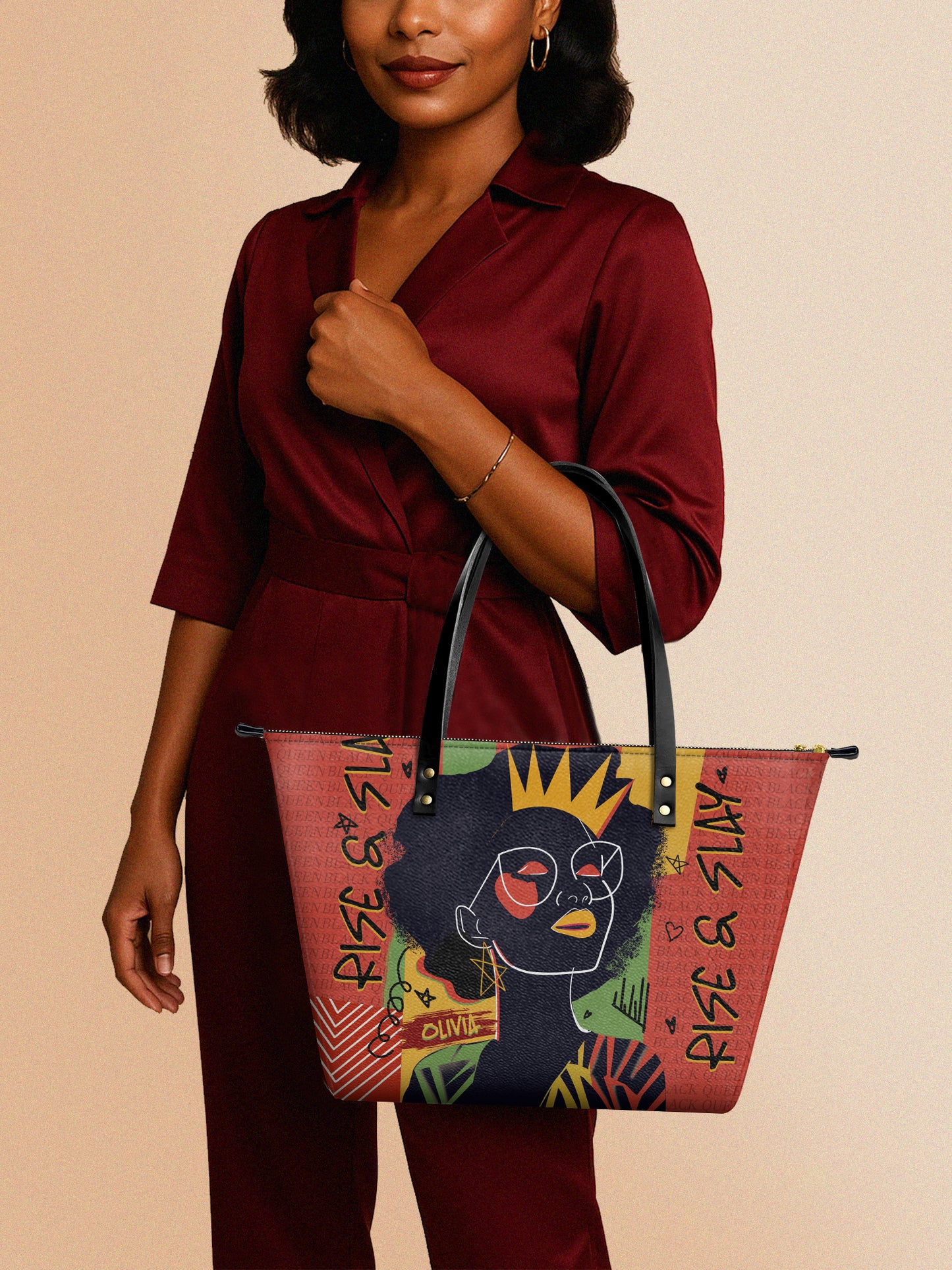 Melaniva Crowned Muse Satchel Red Tote Bag Deal (FREE WALLET)