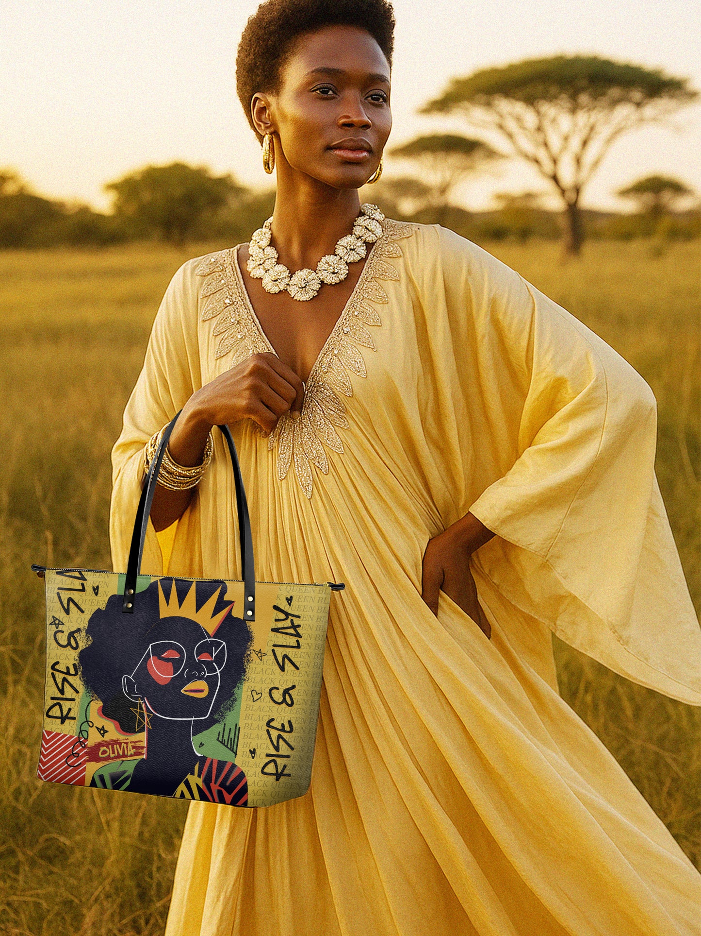 Melaniva Crowned Muse Satchel Yellow Leather Tote Bag Deal (FREE WALLET)