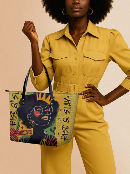Melaniva Crowned Muse Satchel Yellow Leather Tote Bag Deal (FREE WALLET)