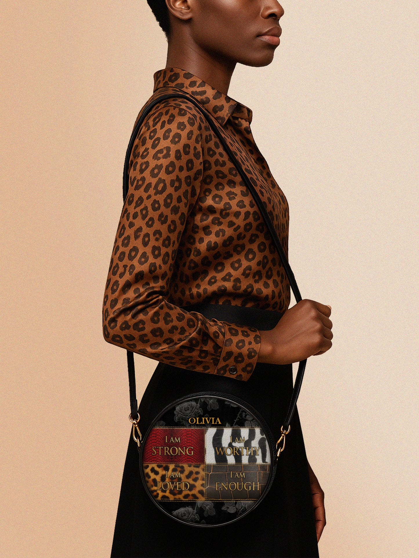 Melaniva Patchwork of Power Leather Circle Crossbody Bag