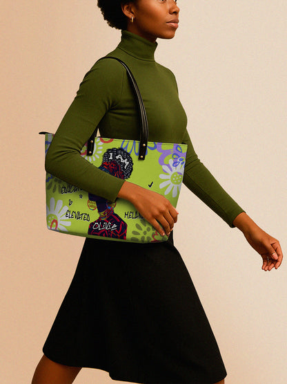Melaniva I Am Elevated - Lemon Lime Leather Tote Bag Deal (FREE WALLET)