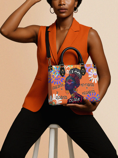 Melaniva I Am Elevated Orange Leather Handbag Deal (FREE WALLET)