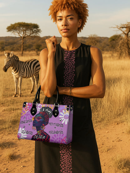 Melaniva I Am Elevated Purple Leather Handbag Deal (FREE WALLET)