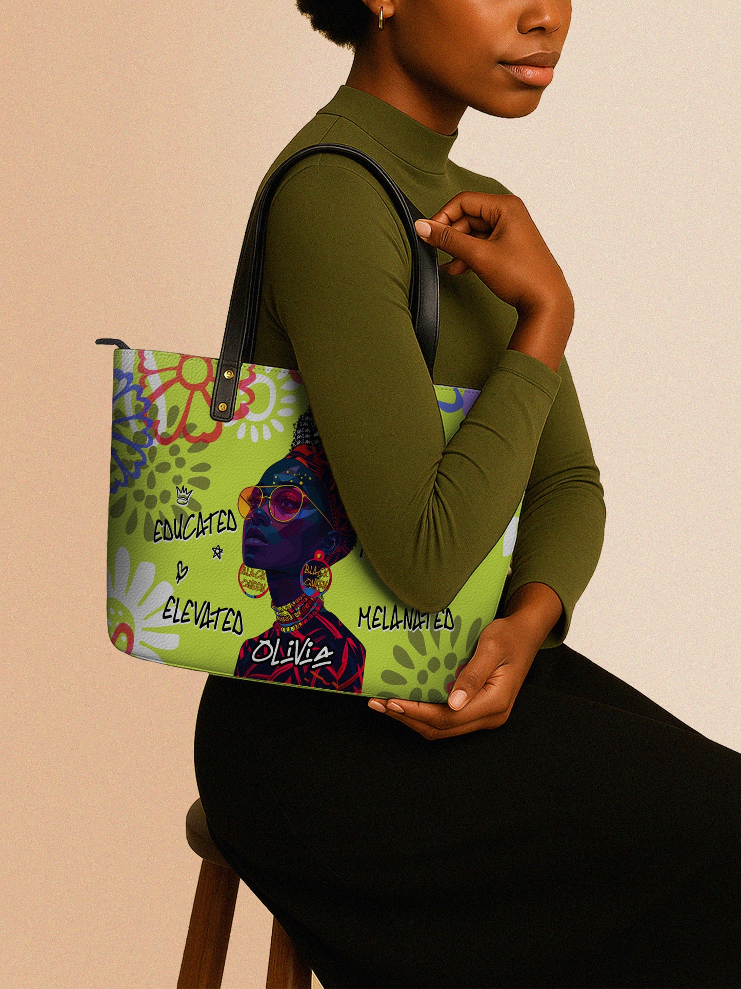 Melaniva I Am Elevated - Lemon Lime Leather Tote Bag Deal (FREE WALLET)