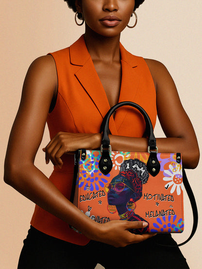 Melaniva I Am Elevated Orange Leather Handbag Deal (FREE WALLET)